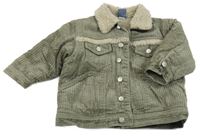 Khaki menšestrová zateplená košeľová bunda