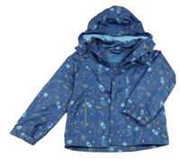 Tmavomodrá šusťáková jarní bunda s vesmírem a kapucí Impidimpi