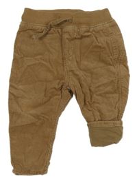 Hnědé podšité manšestráky s úpletovým pasem Zara