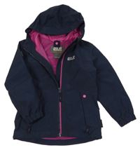 Tmavomodrá šusťáková jarní funkční jarní bunda s kapucí Jack Wolfskin