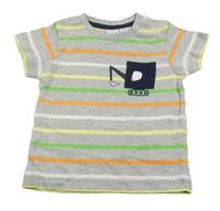 Šedo-barevné pruhované tričko s bagrem Manguun