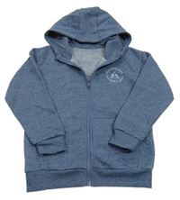 Modrá melírovaná prepínaci mikina s nápisom a kapucňou Dunnes