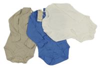 Nové - 3set - 3x body - bílé + modré + béžové Lupilu