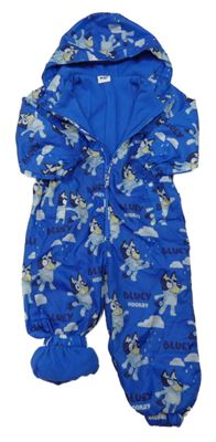 Modrá šusťáková lehce zateplená kombinéza s kapucí - Bluey Tu