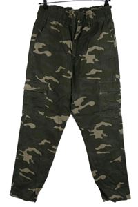 Dámské army plátěné cargo kalhoty s kapsami F&F