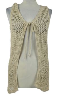 Dámska béžová háčkovaná vesta Jane Norman