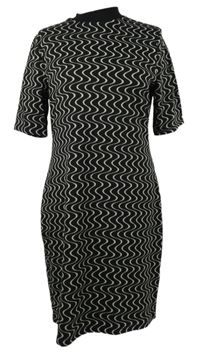 Nové - Dámské černo-bílé vzorované svetrové šaty Next 