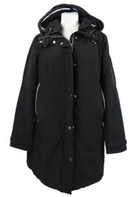 Dámsky čierny šušťákový zimný kabát s kapucňou District