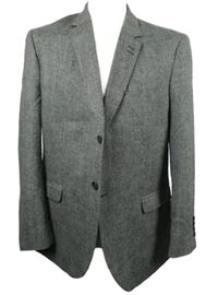 Pánské tmavošedé melírované vlněné sako vel. 44R