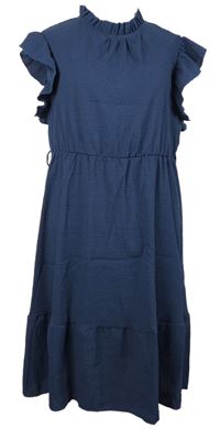 Dámske tmavomodré šaty s volánikmi Shein