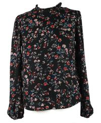 Dámská černá kytičkovaná halenka Primark 