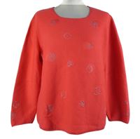 Dámsky jahodový sveter s bodkami a kamienkami Rabe