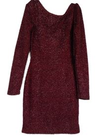 Dámské karmínové třpytivé šaty Boohoo 