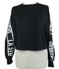 Dámska čierna crop mikina s nápismi F&F