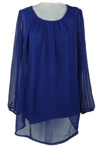 Dámská kobaltově modrá šifonová halenková tunika 