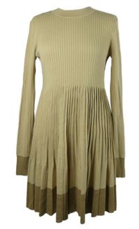 Dámske béžovo-hnedé rebrované pletené šaty