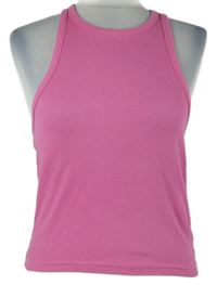 Dámský růžový žebrovaný crop top H&M