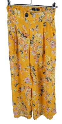 Dámské oranžové květované culottes kalhoty Berhska 