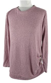 Dámská světlerůžová melírovaná pletená mikina s knoflíčk Shein 