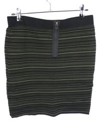 Dámska černo-khaki pruhovaná rebrovaná pletená sukňa Taifun
