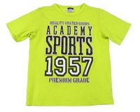 Neónově zelené perforované športové tričko s nápisom Yigga