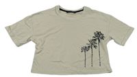Svetlobéžové crop tričko s palmami George