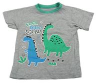 Šedo-zelené pyžamové tričko s dinosaury 