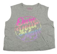 Svetlosivý crop top s nápisom Primark