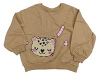Béžová oversize mikina s leopardom Little kids
