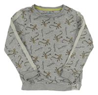 Sivá mikina s opicami a nápismi M&S