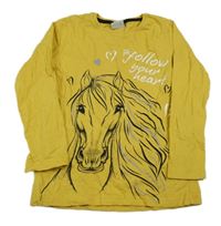 Žluté triko s koníkem Y.F.K.