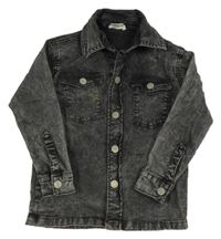 Antracitovo-biela rifľová bunda