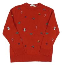 Červený svetr s obrázky H&M