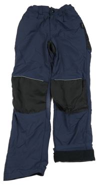 Tmavomodro-černé šusťákové podšité kalhoty 