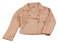 Svetloružová koženková jarná bunda