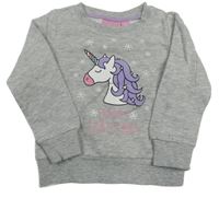 Sivá mikina s jednorožcom Alive