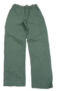 Zelené ľanové nohavice H&M