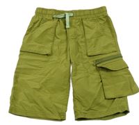 Olivové šušťákové kraťasy s vreckom Y.F.K.