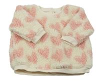 Smetanovo-ružová huňatá mikina Next