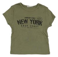 Khaki crop tričko s nápisom Terranova