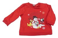 Červená mikina so sněhulákem a Mickey LCWaikiki