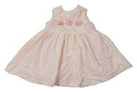 Svetloružové menšestrové šaty s 3D kvety Mothercare
