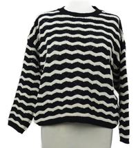 Dámský černo-smetanový vzorovaný ažurový svetr Primark