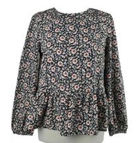 Dámská černá peplum květovaná halenka New Look