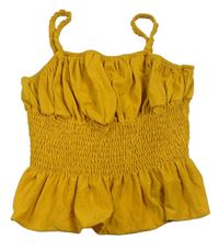 Tmavožltý top s žabičkováním Primark