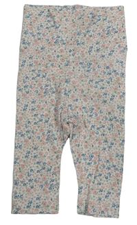 Bílo-světlerůžové květované legíny H&M