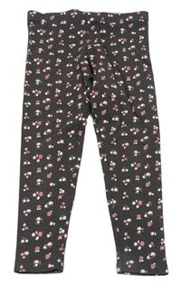 Tmavošedé květované legíny Primark