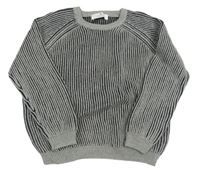 Šedo-černý žebrovaný svetr H&M