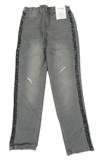 Šedé skinny rifle s třpytivým pruhem Denim Co.