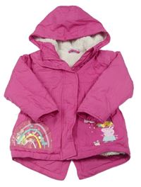 Růžová šusťáková zateplená parka s Pepinou a kapucí 